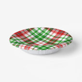 Weiß-Rot-Grün-Karo-Tartan-Design  Pappteller (Gewinkelt)