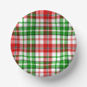 Weiß-Rot-Grün-Karo-Tartan-Design  Pappteller (Vorderseite)