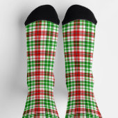 Weiß-Rot-Grün-Karo-Tartan-Design Socken (Oben)
