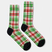 Weiß-Rot-Grün-Karo-Tartan-Design Socken (Rechts)