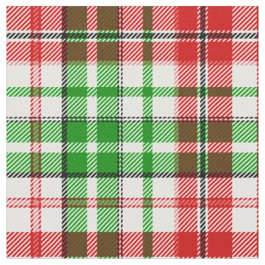 Weiß-Rot-Grün-Karo-Tartan-Design  Stoff (Nahaufnahme)