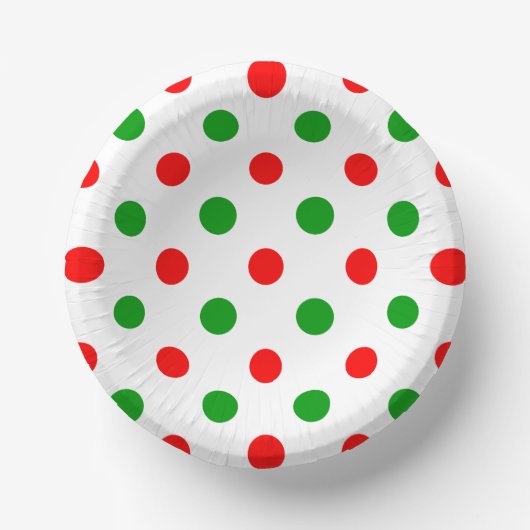 Weiß-Rot-Grün-Punkte-Design Pappteller (Vorderseite)