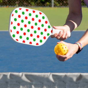 Weiß-Rot-Grün-Punkte-Design  Pickleball Schläger
