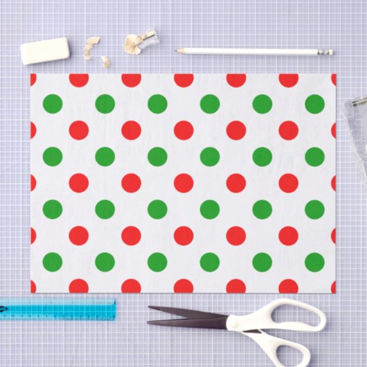 Weiß-Rot-Grün-Punkte-Design Seidenpapier (Handwerk)