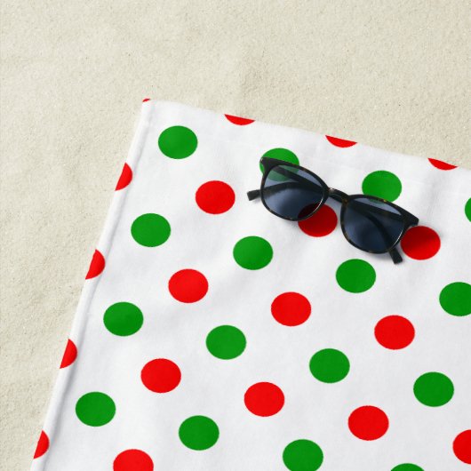 Weiß-Rot-Grün-Punkte-Design  Strandtuch (Beispiel)