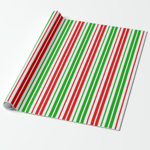 Weiß Rot Grün Streifen Muster Geschenkpapier