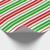 Weiß Rot Grün Streifen Muster   Geschenkpapier (Ecke)