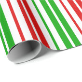 Weiß Rot Grün Streifen Muster   Geschenkpapier (Rolleneckpunkt)