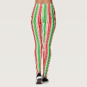 Weiß Rot Grün Streifen Muster Leggings (Rückseite)