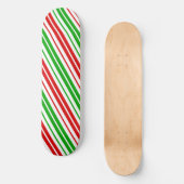 Weiß Rot Grün Streifen Muster Skateboard (Vorderseite)