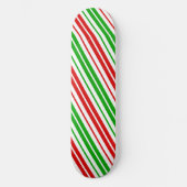 Weiß Rot Grün Streifen Muster Skateboard (Vorderseite)