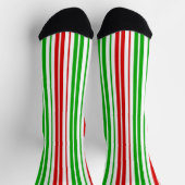 Weiß Rot Grün Streifen Muster Socken (Oben)
