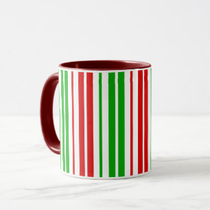 Weiß-Rot-Grün-Streifenmuster   Tasse