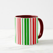 Weiß-Rot-Grün-Streifenmuster Tasse (VorderseiteRechts)