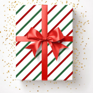 Weiß Rot Grün Weihnachtsstreifen Muster Geschenkpapier