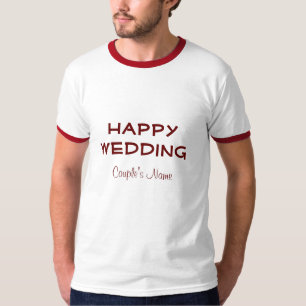 Weiß/Rot Grundfarbe Klingel Hochzeitspaar T-Shirt