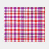Weiß-Rot-Lila-Karo-Tartan-Design Fleecedecke (Vorderseite (Horizontal))