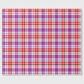 Weiß-Rot-Lila-Karo-Tartan-Design  Geschenkpapier (Flach)
