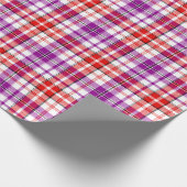 Weiß-Rot-Lila-Karo-Tartan-Design  Geschenkpapier (Ecke)