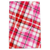 Weiß-Rot-Pink-Karodesign Mittlere Geschenktüte (Vorderseite)
