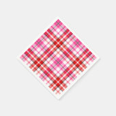 Weiß-Rot-Pink-Karodesign Serviette (Ecke)