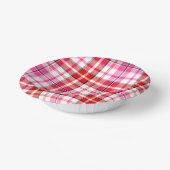 Weiß-Rot-Rosa-Karo-Tartan-Design Pappteller (Gewinkelt)