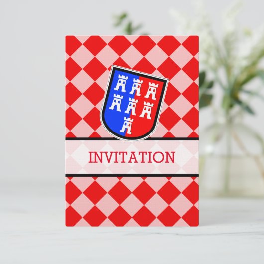 weiß, rot, schwarz einladung (Stehend Vorderseite)