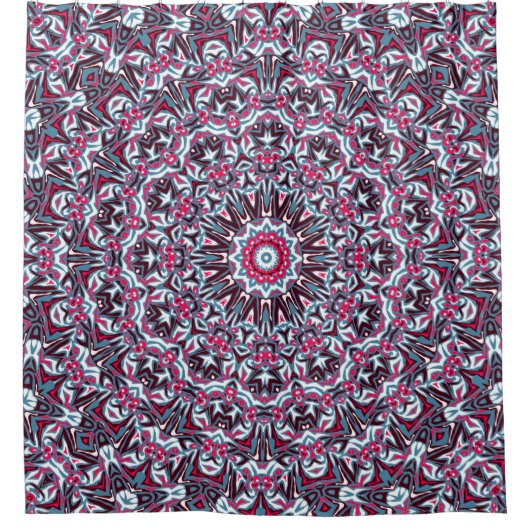 Weiß, rot und khaki mandala. duschvorhang (Vorderseite)