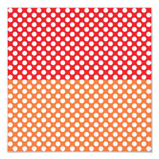 Weiß, Rot und Orange Polka Dot Fotodruck (Vorne)