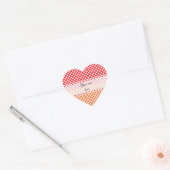 Weiß, Rot und Orange Polka Dot Herz-Aufkleber (Umschlag)