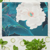 Weiß-rote Blume, japanisches Design Geschirrtuch (Gefaltet)