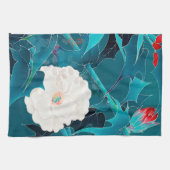 Weiß-rote Blume, japanisches Design Geschirrtuch (Horizontal)