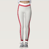 Weiß + Roter Streifen Leggings (Vorderseite)