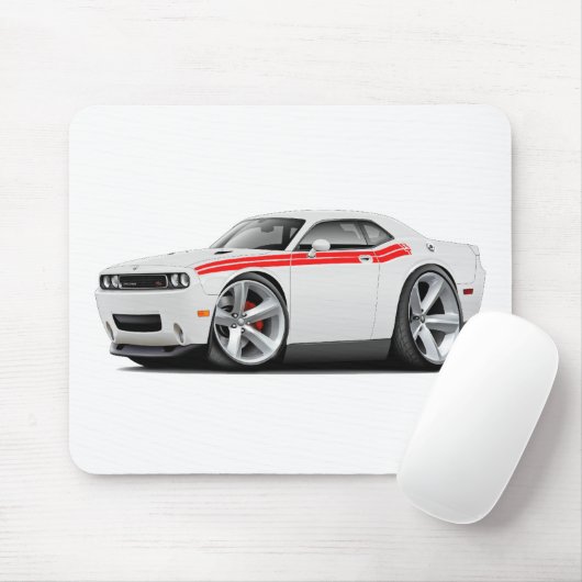 Weiß-Rotes Auto 2009-11 Herausforderer Mousepad (Mit Mouse)