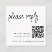 Weiß | RSVP QR Code für Hochzeiten Begleitkarte (Vorderseite)
