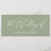 Weiß-Sage-Grün-Skript die Hochzeit von Schild-Menü Menükarte (Rückseite)