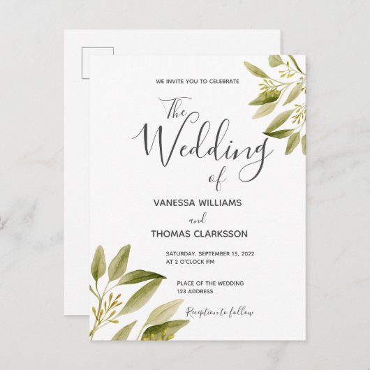 Weiß-Sage-Trauung Postkarte (Vorne/Hinten)