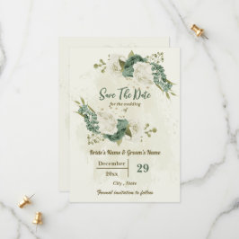 Weiß & Salbei grüne Blume botanische Hochzeit Save The Date