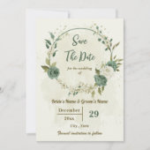 Weiß & Salbei grüne Blume botanische Hochzeit Save The Date (Vorderseite)