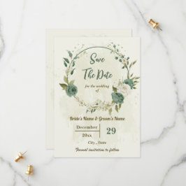 Weiß & Salbei grüne Blume botanische Hochzeit Save The Date