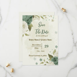 Weiß & Salbei grüne Blume botanische Hochzeit Save The Date
