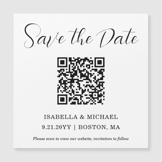 Weiß | SAVE THE DATE | QR Code Magnet (Vorderseite)