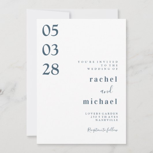 Weiß, schlicht und elegant einladung (Vorderseite)