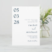 Weiß, schlicht und elegant einladung (Stehend Vorderseite)