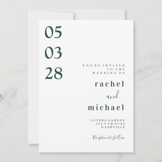 Weiß, schlicht und elegant einladung (Vorderseite)