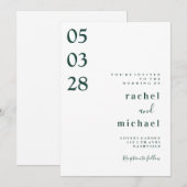 Weiß, schlicht und elegant einladung (Vorne/Hinten)