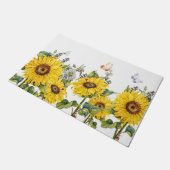 Weiß schöner Sonnenblumengarten und Schmetterling Fußmatte (Schrägansicht)