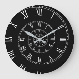 Weiß/Schwarz-Antike Spirale Große Wanduhr