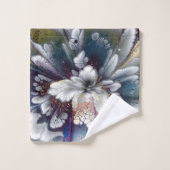 Weiß, schwarz, blau-akryllisch gestrichene Malerei Badhandtuch Set (Waschlappen)