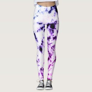 Weiß Schwarz Blau Lila Rosa Marmor Farbspritzer Leggings